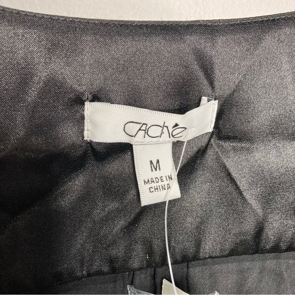 NWT Cache silk blouse black tie front size medium - Picture 2 of 10